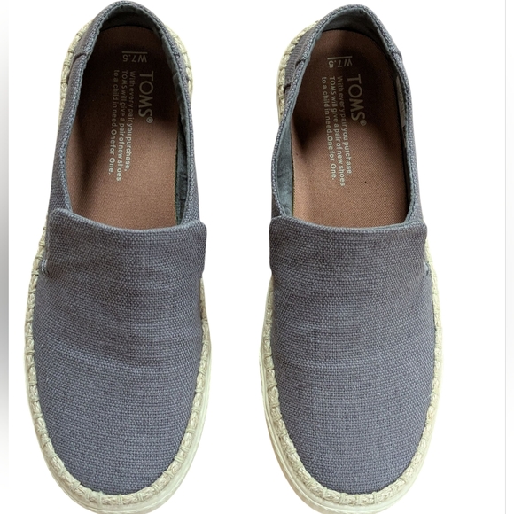 Toms Shade Heritage Canvas Jute Slip On Shoes Size 7.5 - Picture 3 of 10